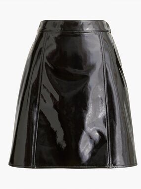 J. Crew Glossy Patent A-Line Mini Skirt - Black